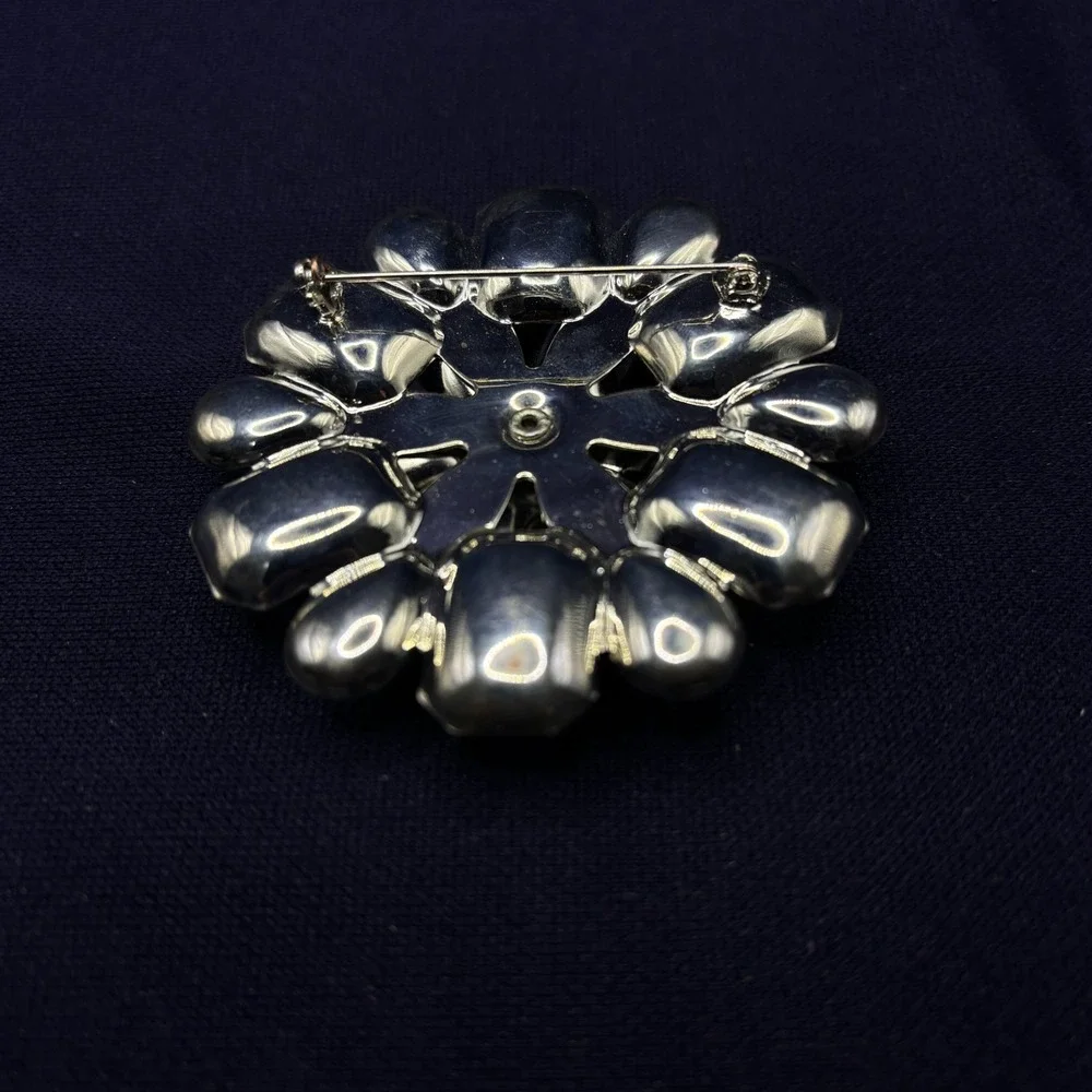 SO‎ Blue Clear Stones Brooch Pin Back Clasp